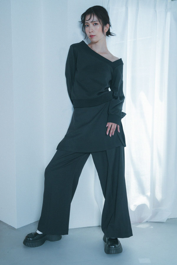 【Nora Lily】「elle」Wrap Skirt Pants-BLACK-224560066-19F