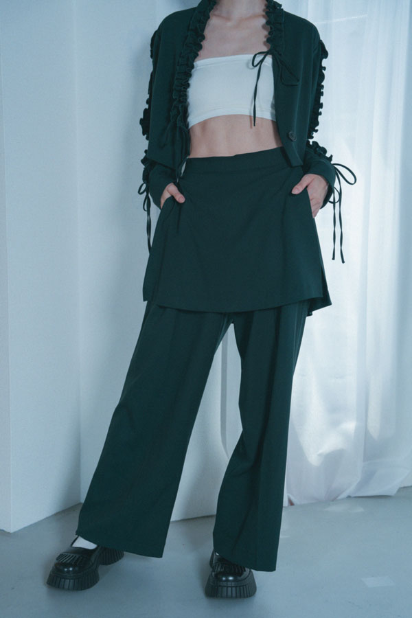 【Nora Lily】「elle」Wrap Skirt Pants-Dark Green-224560066-23F