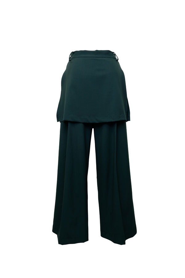 【Nora Lily】「elle」Wrap Skirt Pants-Dark Green-224560066-23F