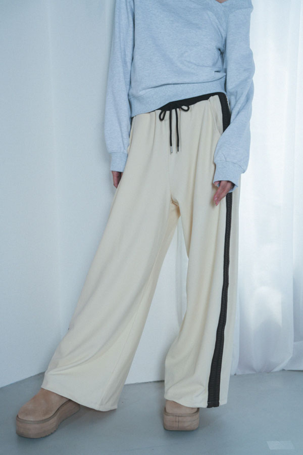 【Nora Lily】「elle」Lady Wavy Line Track Pants-IVORY Jersey-224560067-04F