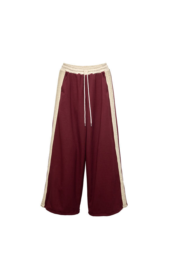 【Nora Lily】「elle」Lady Wavy Line Track Pants-BORDEAUX Jersey-224560067-69F