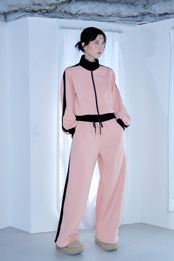 【Nora Lily】「elle」Lady Wavy Line Track Pants-Baby PINK Jersey-224560067-71F