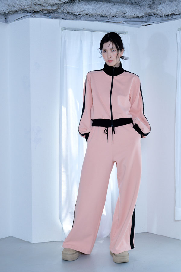 【Nora Lily】「elle」Lady Wavy Line Track Pants-Baby PINK Jersey-224560067-71F