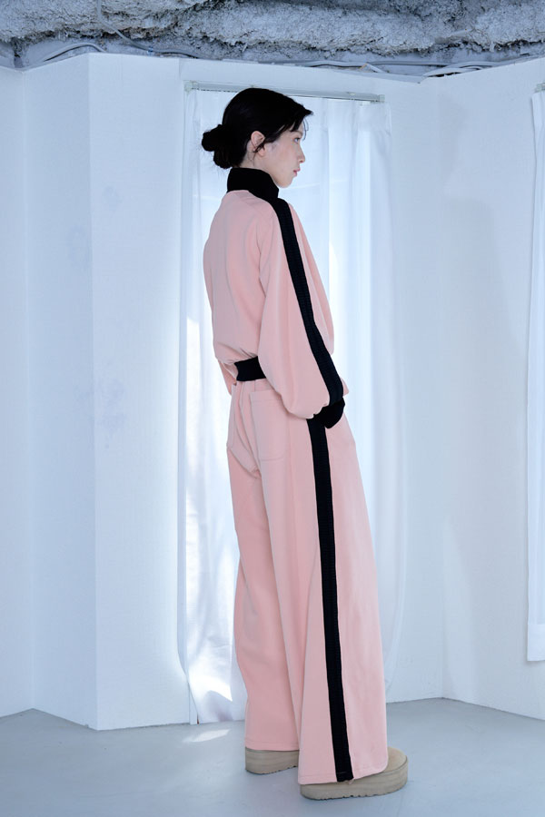 【Nora Lily】「elle」Lady Wavy Line Track Pants-Baby PINK Jersey-224560067-71F