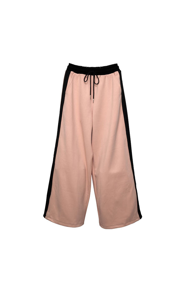 【Nora Lily】「elle」Lady Wavy Line Track Pants-Baby PINK Jersey-224560067-71F