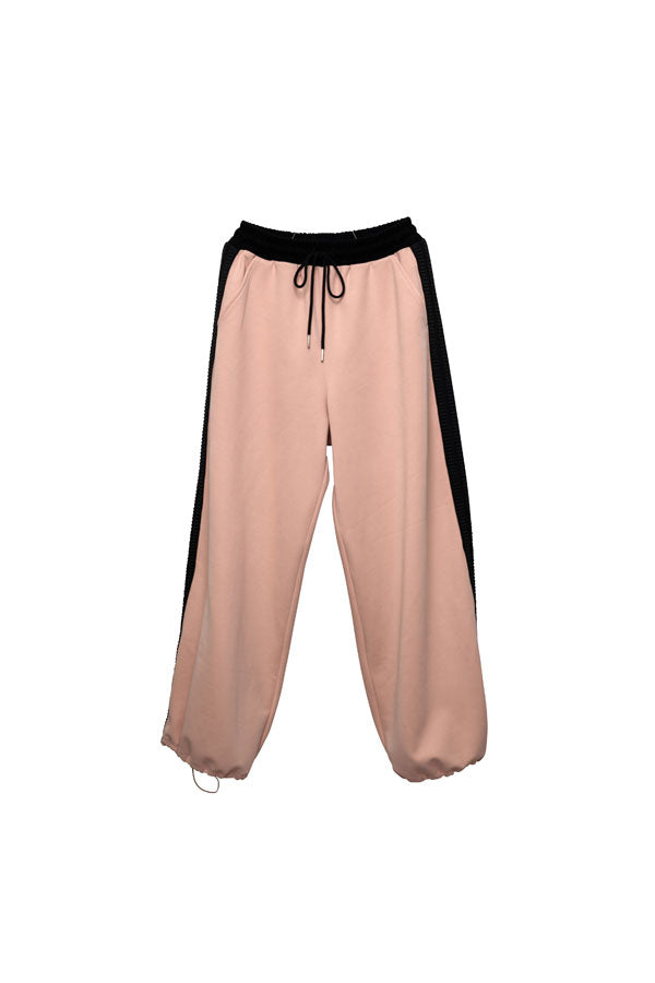 【Nora Lily】「elle」Lady Wavy Line Track Pants-Baby PINK Jersey-224560067-71F