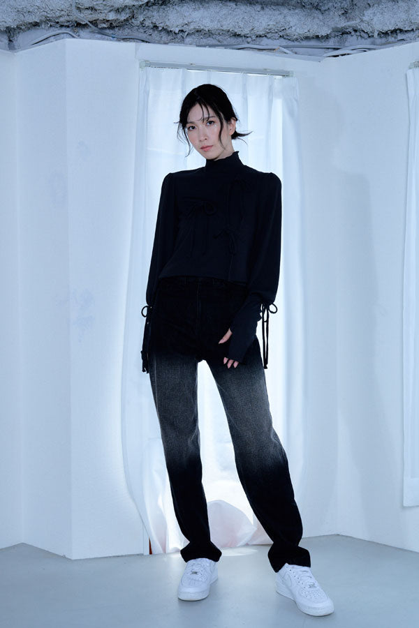 【Nora Lily】「elle」Sander Bleach Denim Pants-BLACK-224560068-19「S」＆「M」