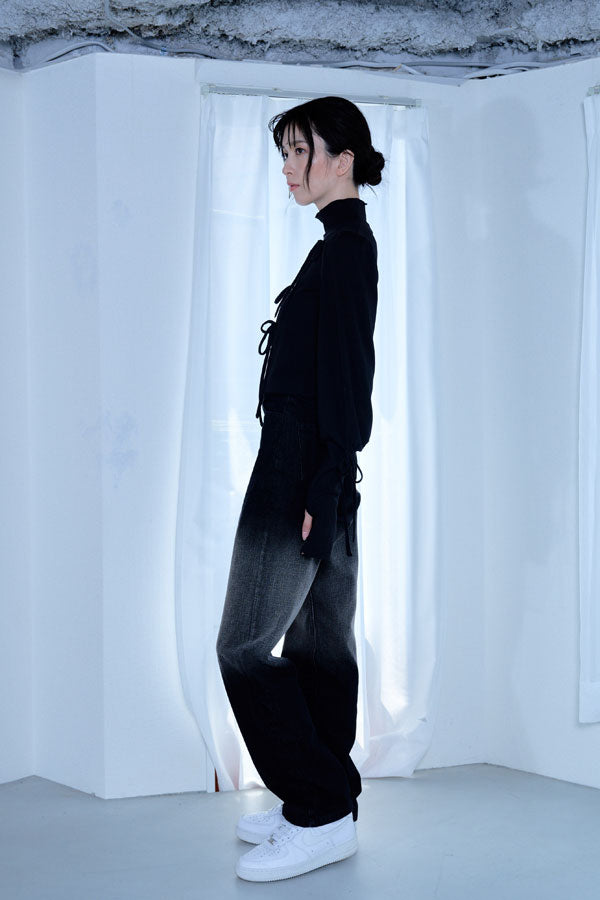 【Nora Lily】「elle」Sander Bleach Denim Pants-BLACK-224560068-19「S」＆「M」