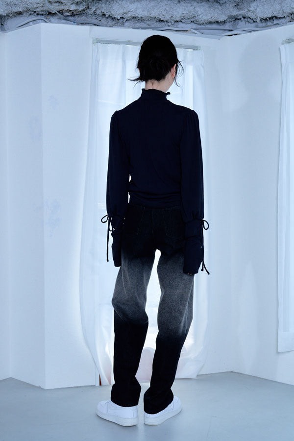 【Nora Lily】「elle」Sander Bleach Denim Pants-BLACK-224560068-19「S」＆「M」