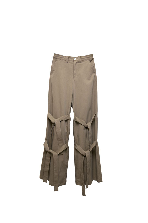 【Nora Lily】「elle」Ribbon Flare Pants-Sand BEIGE-224560070-52F