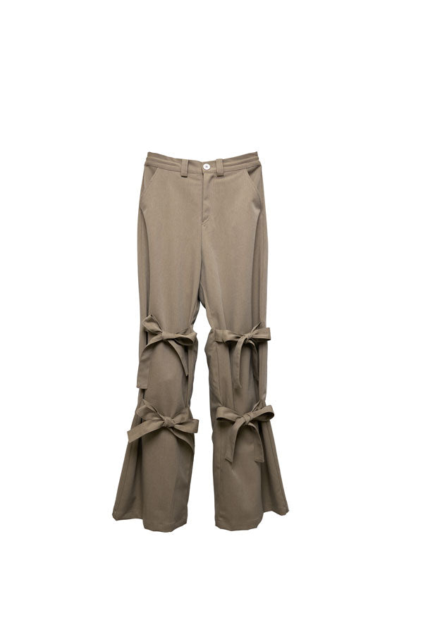 【Nora Lily】「elle」Ribbon Flare Pants-Sand BEIGE-224560070-52F