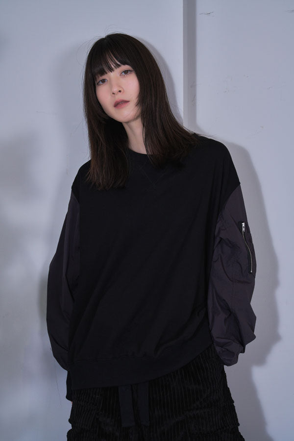 【Nora Lily】MA-1 Sleeve Pullover SWEAT (UNISEX)-BLACK-224580099-19F