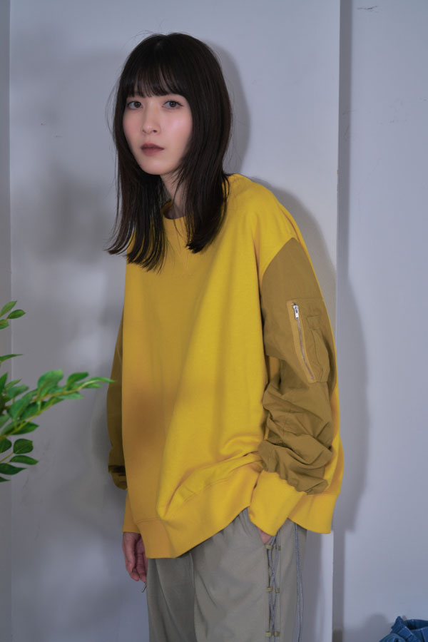 【Nora Lily】MA-1 Sleeve Pullover SWEAT (UNISEX)-MUSTARD-224580099-33F