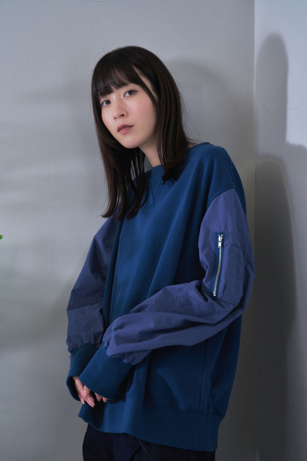 【Nora Lily】MA-1 Sleeve Pullover SWEAT (UNISEX)-BLUE navy-224580099-92F