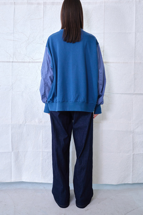 【Nora Lily】MA-1 Sleeve Pullover SWEAT (UNISEX)-BLUE navy-224580099-92F