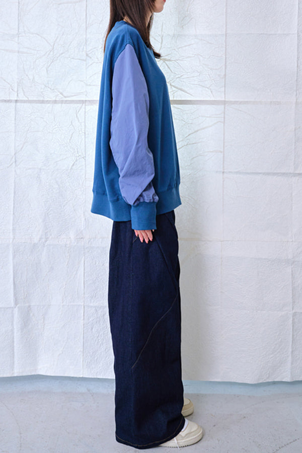 【Nora Lily】MA-1 Sleeve Pullover SWEAT (UNISEX)-BLUE navy-224580099-92F