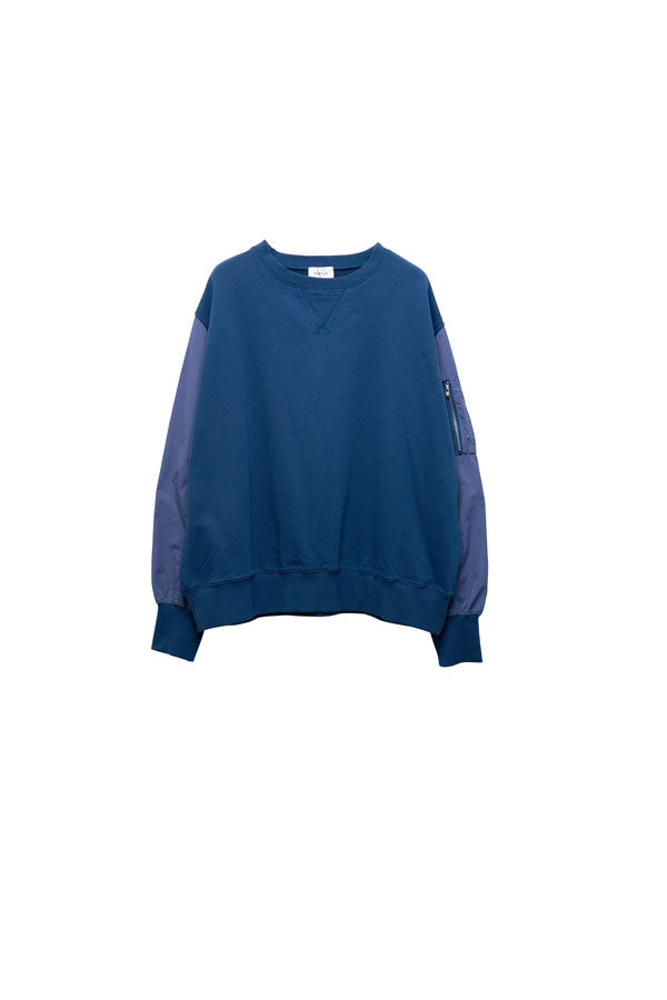 【Nora Lily】MA-1 Sleeve Pullover SWEAT (UNISEX)-BLUE navy-224580099-92F