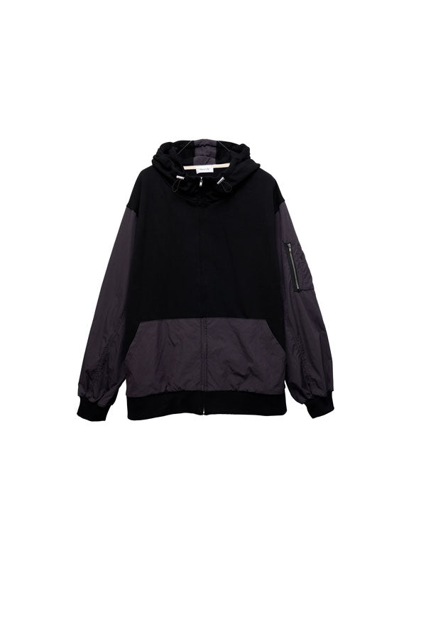 【Nora Lily】MA-1 Sleeve Zip Parka (UNISEX)-BLACK-224580100-19F