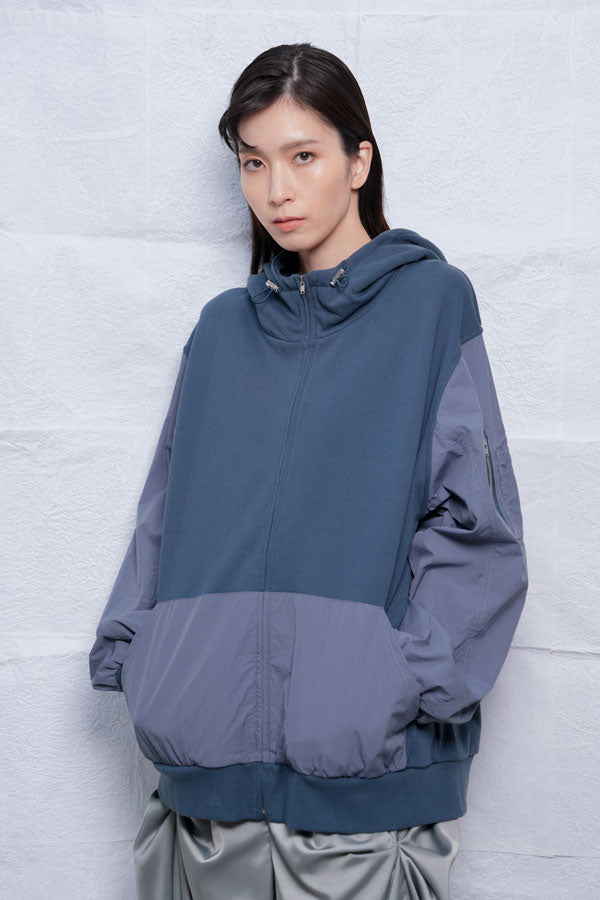 【Nora Lily】MA-1 Sleeve Zip Parka (UNISEX)-BLUE navy-224580100-92F