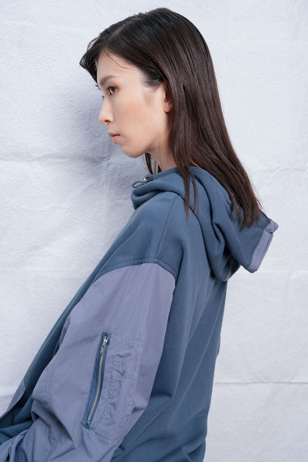 【Nora Lily】MA-1 Sleeve Zip Parka (UNISEX)-BLUE navy-224580100-92F