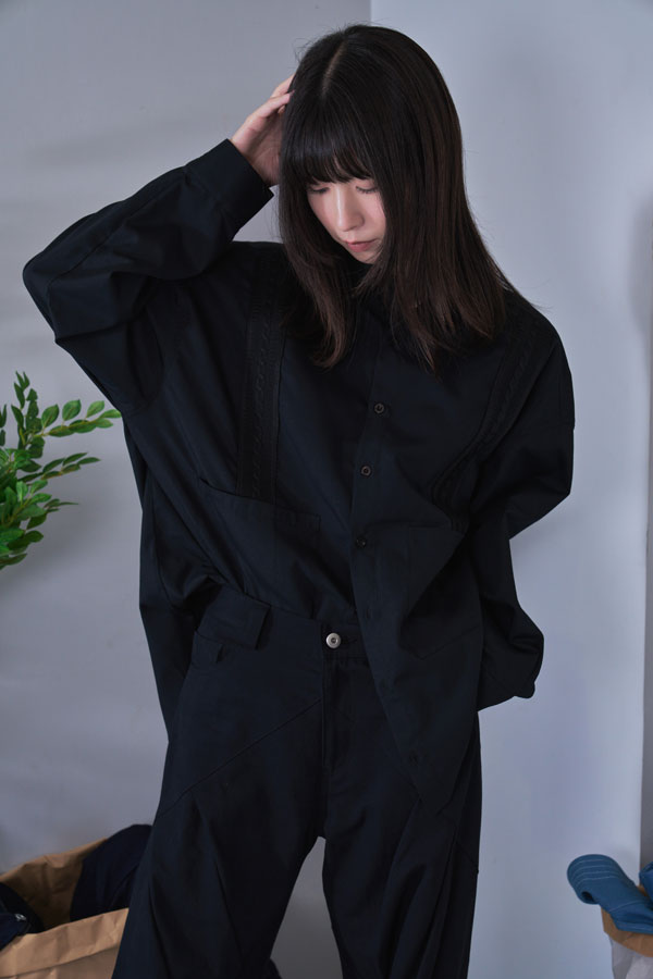 【Nora Lily】Rope Tape Shirt (UNISEX)-BLACK-224580102-19F