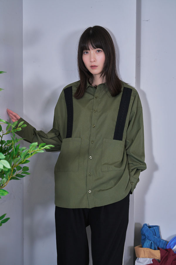 【Nora Lily】Rope Tape Shirt (UNISEX)-KHAKI-224580102-27F