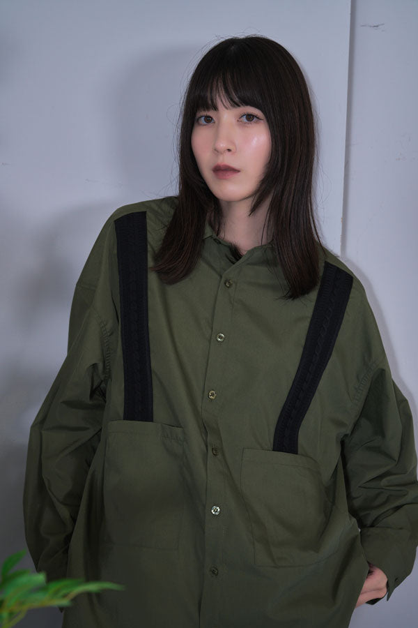 【Nora Lily】Rope Tape Shirt (UNISEX)-KHAKI-224580102-27F