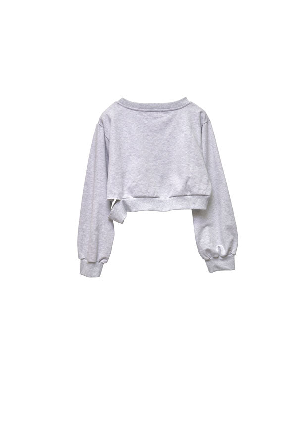 【Nora Lily】「elle」Slash Short SWEAT-Ash GREY-224580104-11F