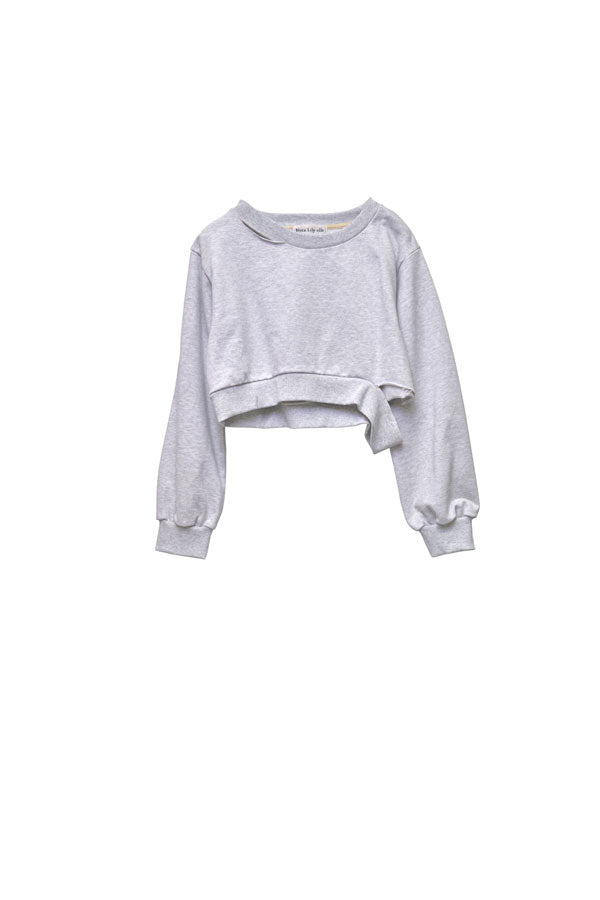 【Nora Lily】「elle」Slash Short SWEAT-Ash GREY-224580104-11F