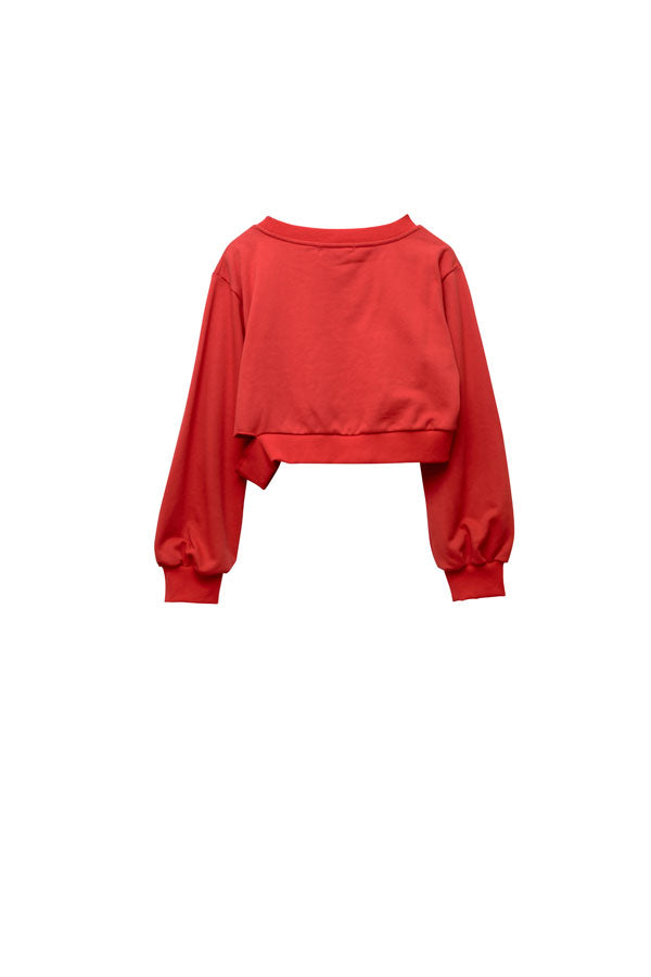 【Nora Lily】「elle」Slash Short SWEAT-RED-224580104-62F