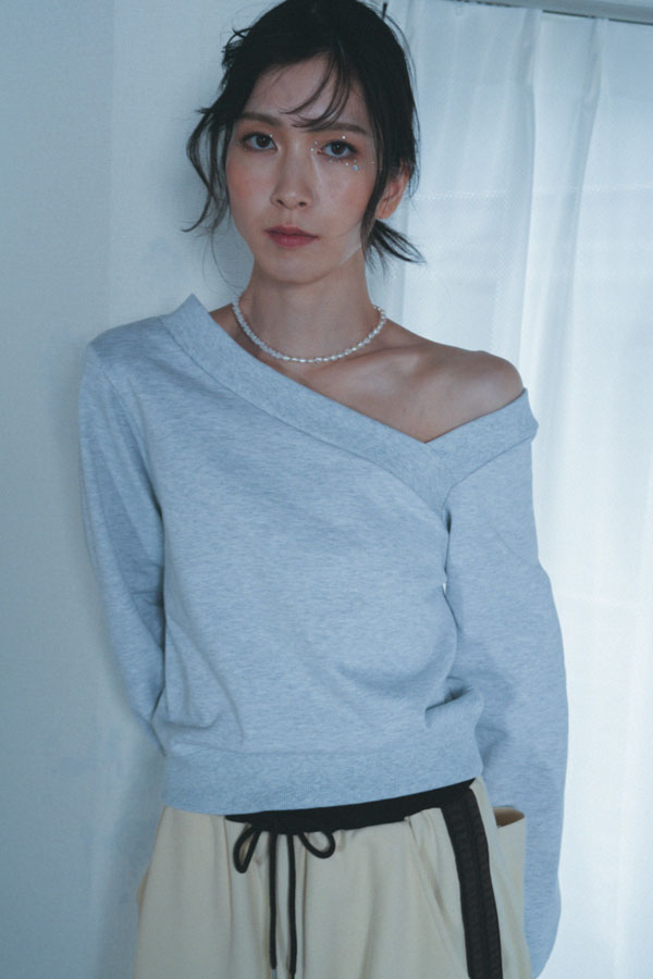 【Nora Lily】「elle」Asymmetry Square Neck SWAET-Ash GREY-224580106-11F