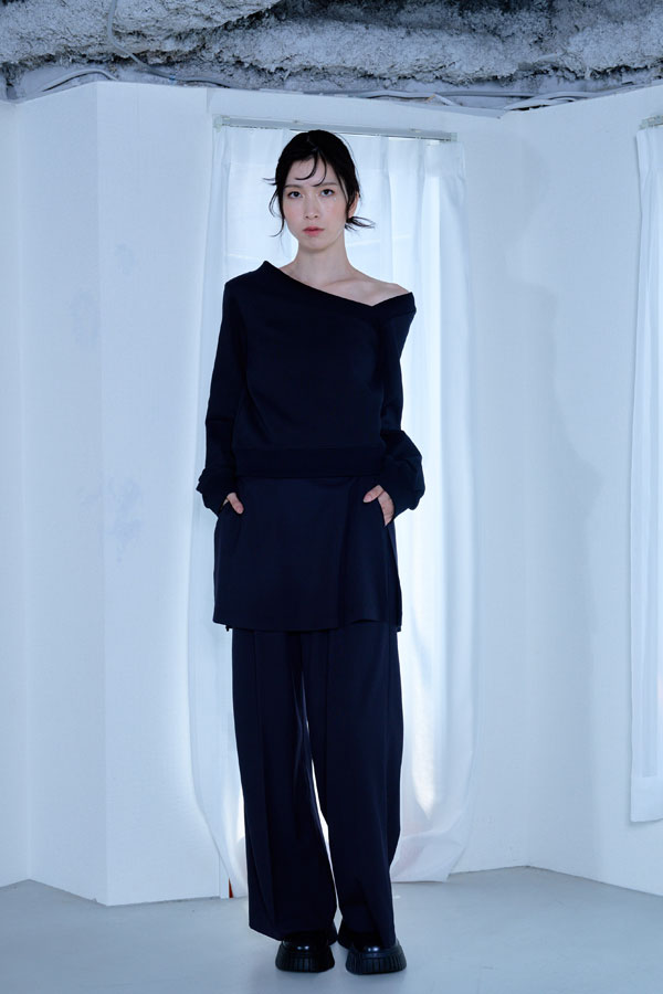 【Nora Lily】「elle」Asymmetry Square Neck SWAET-BLACK-224580106-19F