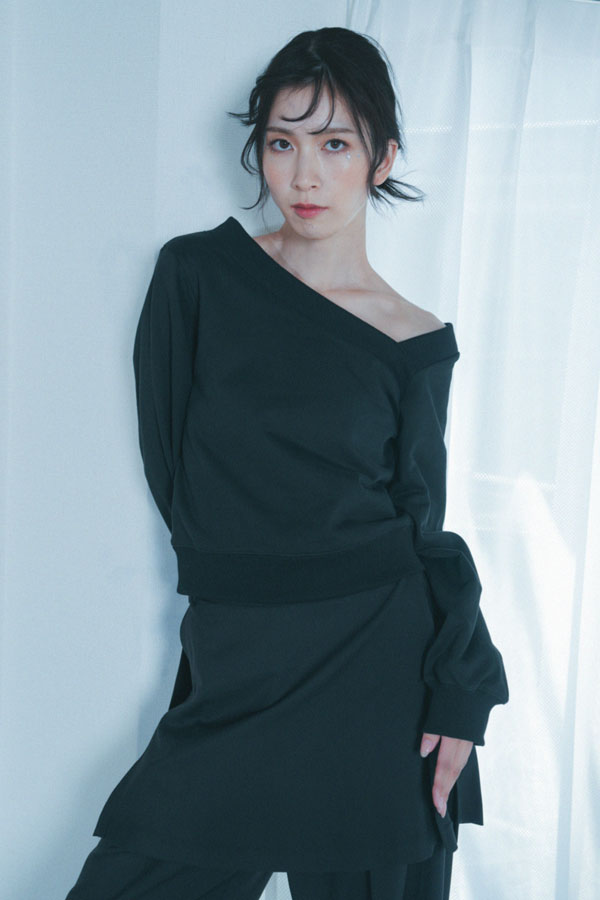 【Nora Lily】「elle」Asymmetry Square Neck SWAET-BLACK-224580106-19F