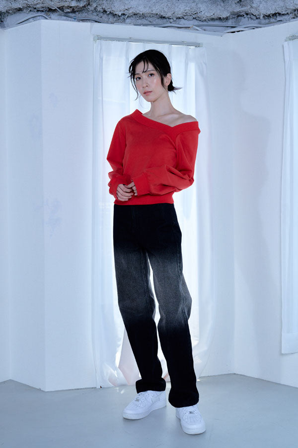 【Nora Lily】「elle」Asymmetry Square Neck SWAET-RED-224580106-62F