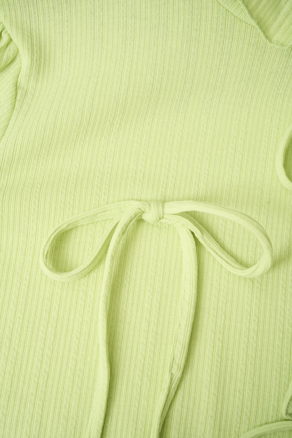 【Nora Lily】「elle」Ribbon Rib Top-Lime Yellow-224580109-31F