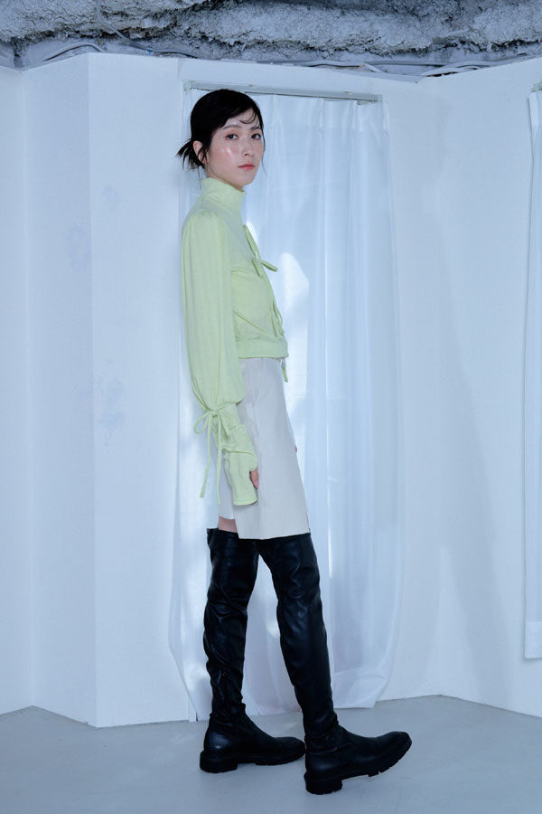 【Nora Lily】「elle」Ribbon Rib Top-Lime Yellow-224580109-31F