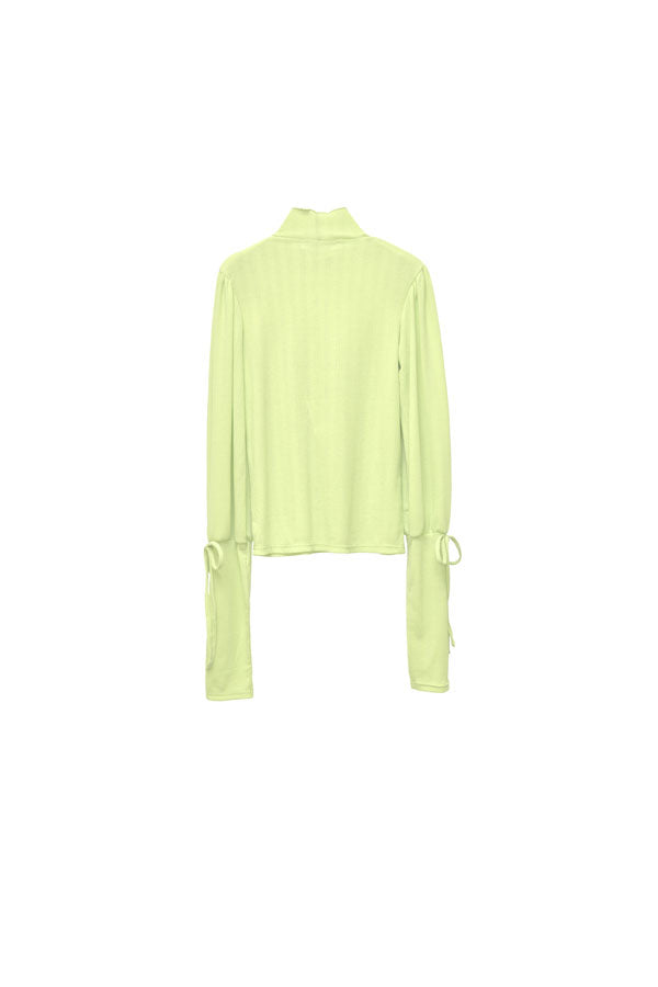 【Nora Lily】「elle」Ribbon Rib Top-Lime Yellow-224580109-31F