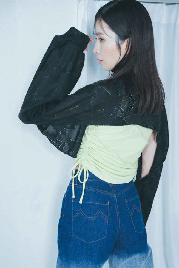 【Nora Lily】「elle」Asymmetry Hi-Neck Kitting Bolero-BLACK-224580111-19F