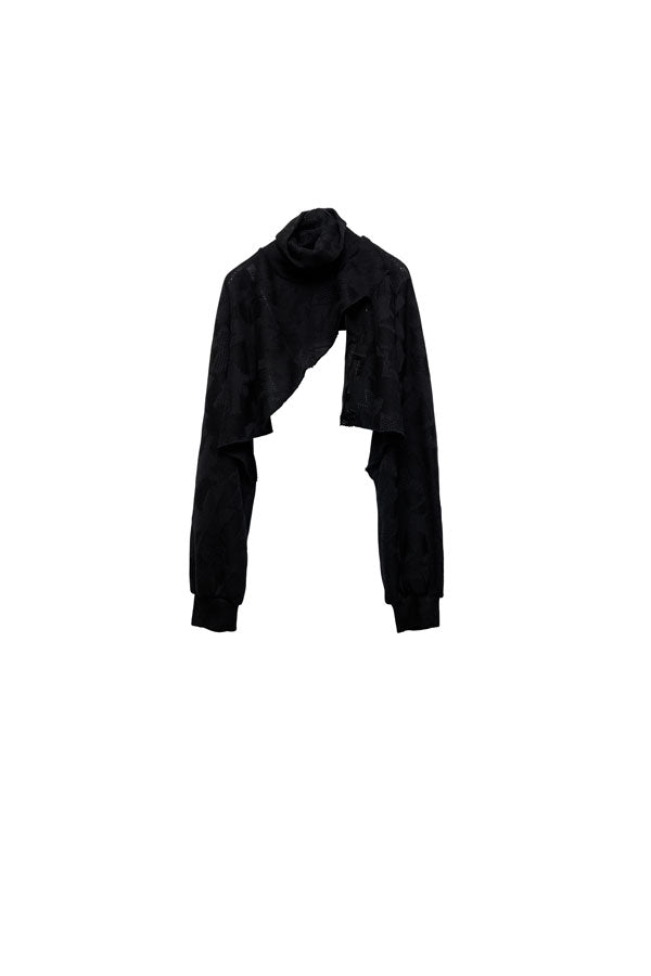 【Nora Lily】「elle」Asymmetry Hi-Neck Kitting Bolero-BLACK-224580111-19F