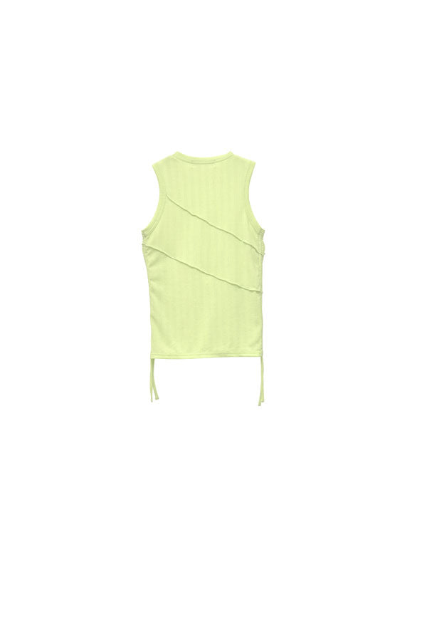 【Nora Lily】「elle」Bias Cutting Rib Sleeve-less Top-Lime YELLOW-224580113-31F