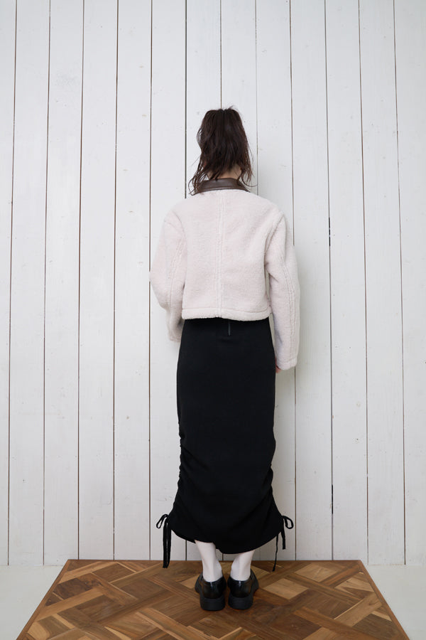 【Nora Lily】「elle」Boa Fake Leather Short Reversible Blouson-BROWN-224742086-42F