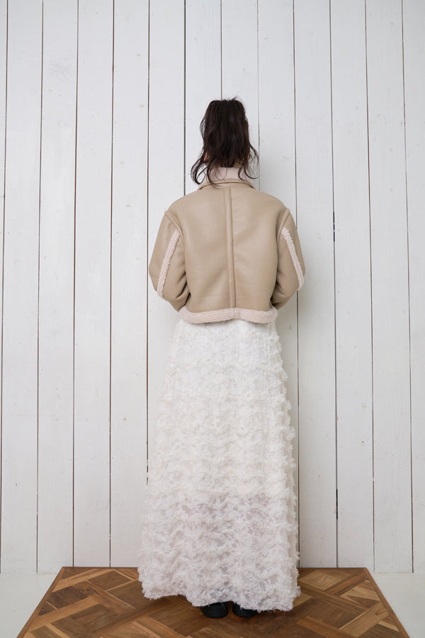 【Nora Lily】「elle」Boa Fake Leather Short Reversible Blouson-Light BEIGE-224742086-50F