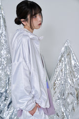 Nora Lily】Leathery Switching Hoodie Zip Blouson-WHITE-224742092
