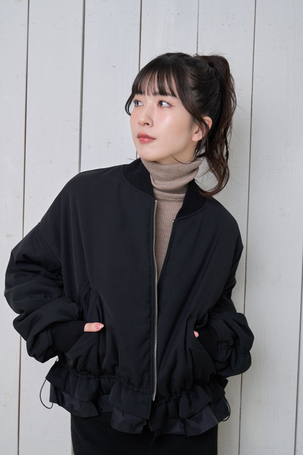 【Nora Lily】「elle」Gathering Bomber MA-1-BLACK-224742094-19F