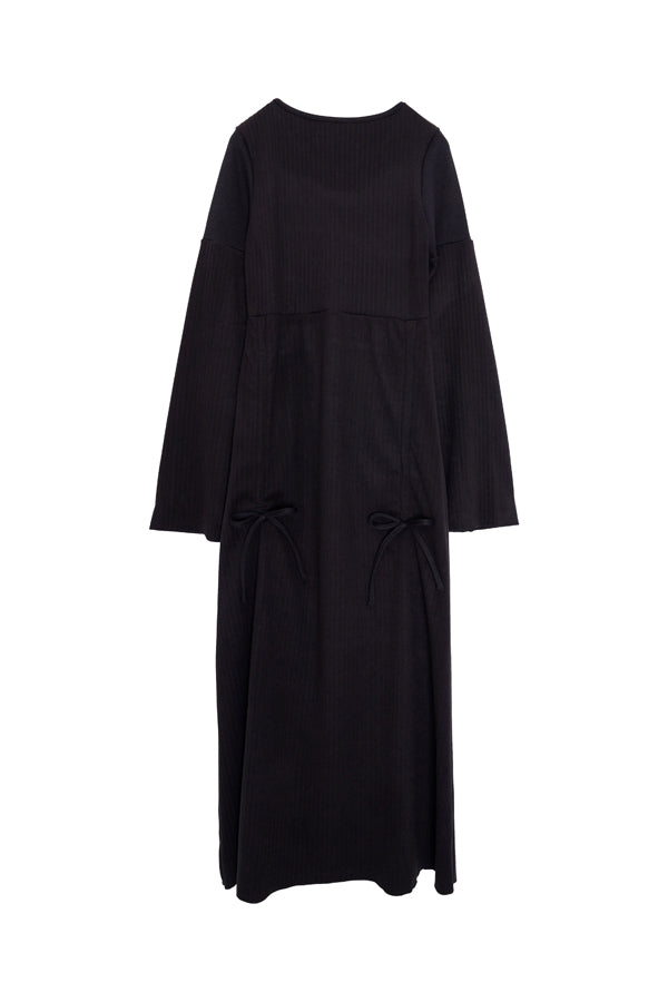 【Nora Lily】「elle」Effortlessly Knit Rib Dress-BLACK-224750028-19F