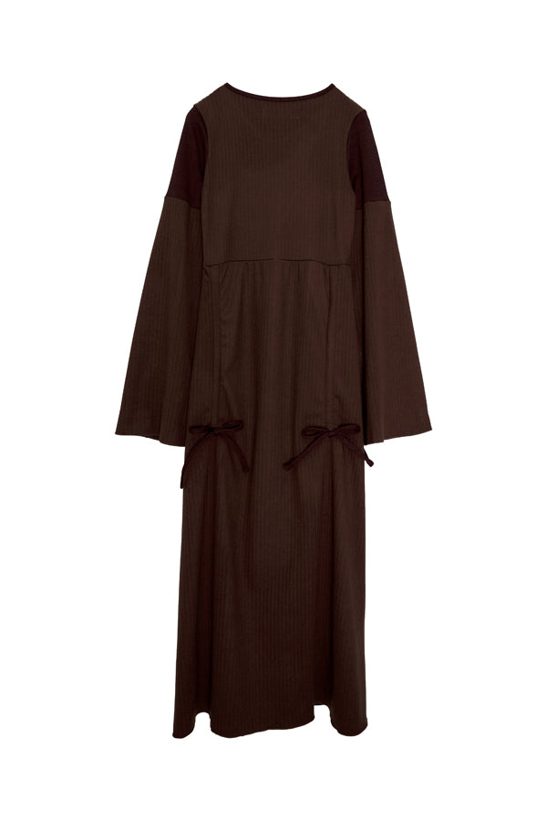 【Nora Lily】「elle」Effortlessly Knit Rib Dress-BROWN-224750028-42F