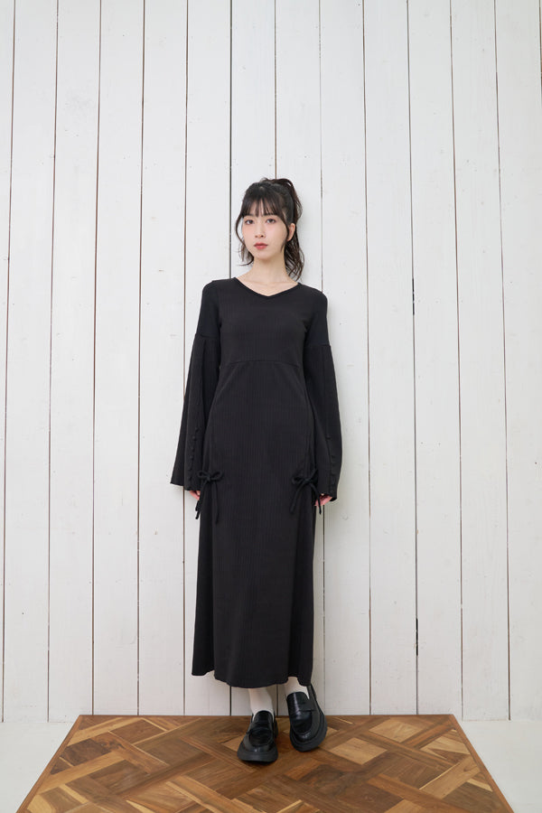 【Nora Lily】「elle」Effortlessly Knit Rib Dress-BLACK-224750028-19F