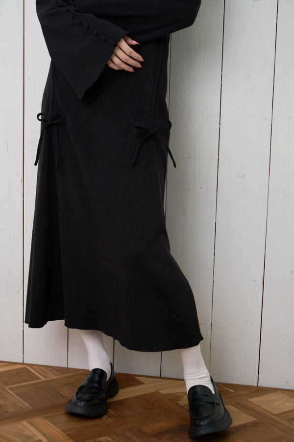 【Nora Lily】「elle」Effortlessly Knit Rib Dress-BLACK-224750028-19F