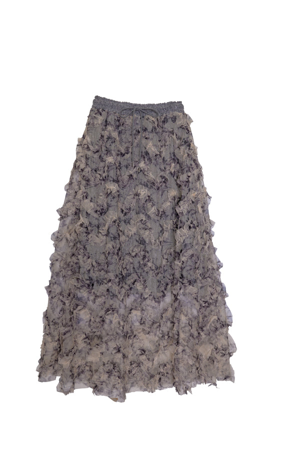 【Nora Lily】「elle」Knit Combi Random Tulle Skirt-GREY-224760069-12F