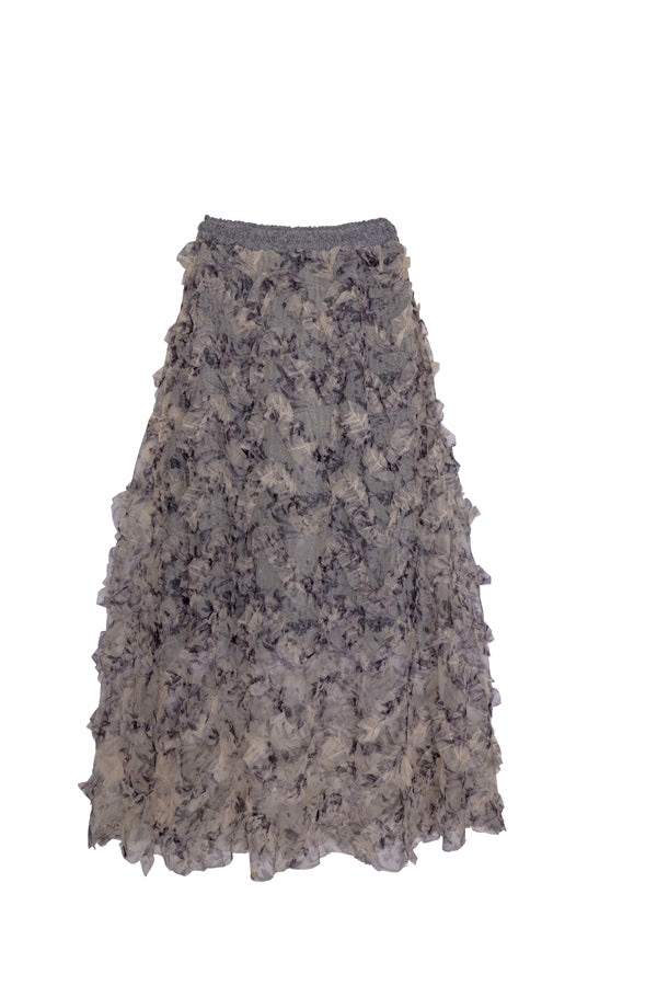 【Nora Lily】「elle」Knit Combi Random Tulle Skirt-GREY-224760069-12F